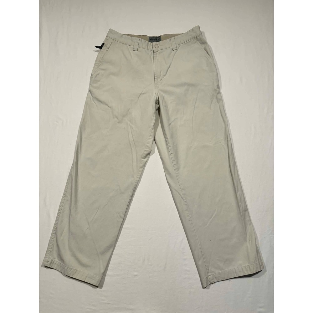 Eddie Bauer Mens Chino Pants 34x30 Stone‎ Beige Cotton Straight Leg Trousers